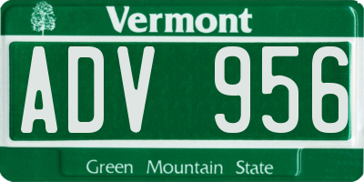VT license plate ADV956