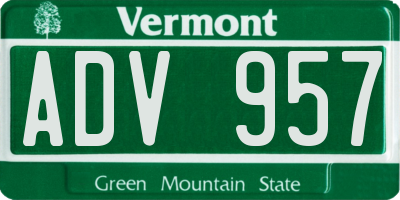 VT license plate ADV957