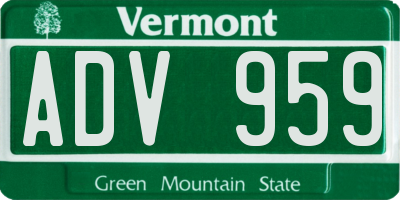 VT license plate ADV959
