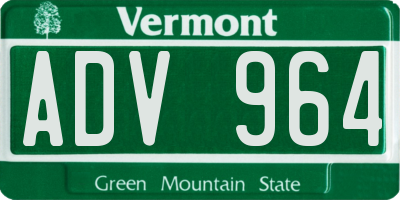 VT license plate ADV964