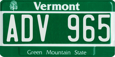 VT license plate ADV965
