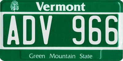 VT license plate ADV966