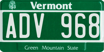 VT license plate ADV968