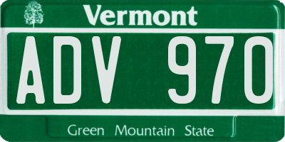 VT license plate ADV970