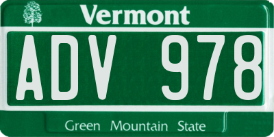 VT license plate ADV978