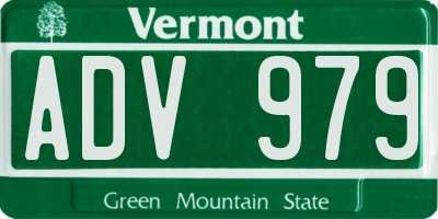 VT license plate ADV979