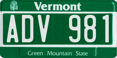 VT license plate ADV981