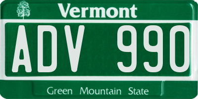 VT license plate ADV990