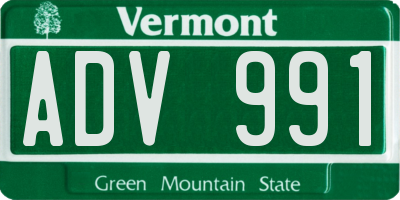 VT license plate ADV991