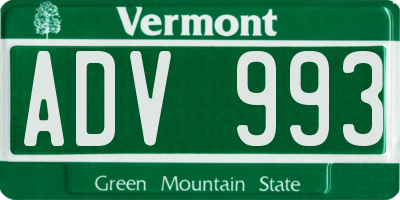 VT license plate ADV993