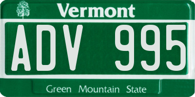 VT license plate ADV995