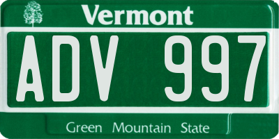 VT license plate ADV997
