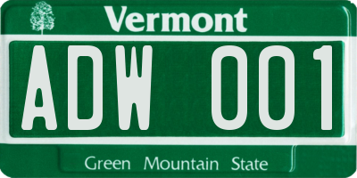 VT license plate ADW001