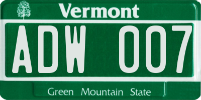 VT license plate ADW007