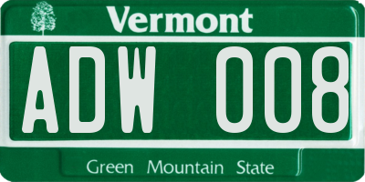 VT license plate ADW008