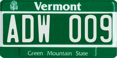 VT license plate ADW009