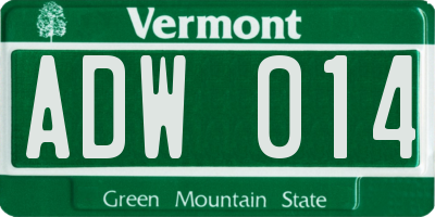 VT license plate ADW014