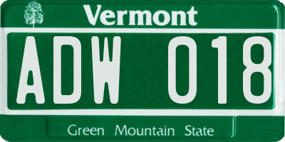 VT license plate ADW018