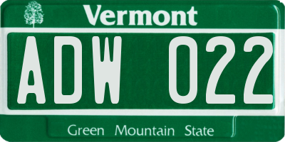 VT license plate ADW022