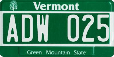 VT license plate ADW025