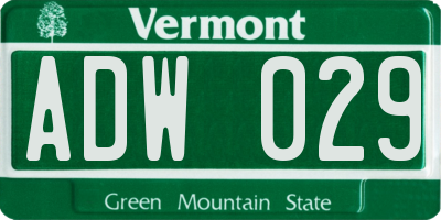 VT license plate ADW029