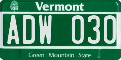 VT license plate ADW030