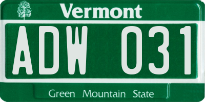 VT license plate ADW031