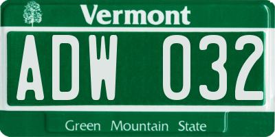 VT license plate ADW032