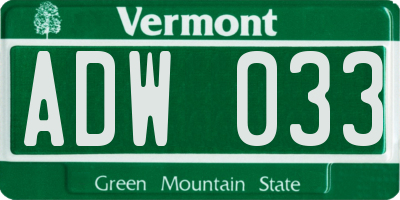 VT license plate ADW033