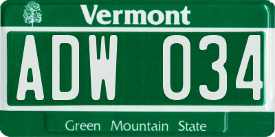 VT license plate ADW034