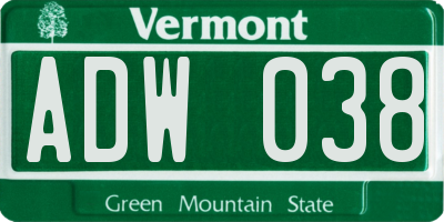 VT license plate ADW038