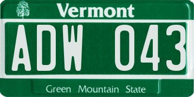 VT license plate ADW043