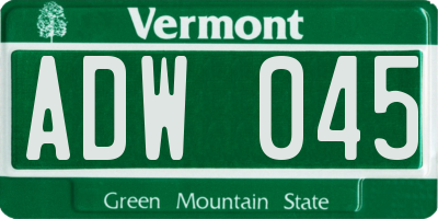 VT license plate ADW045