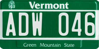 VT license plate ADW046