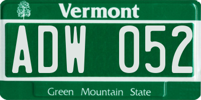 VT license plate ADW052