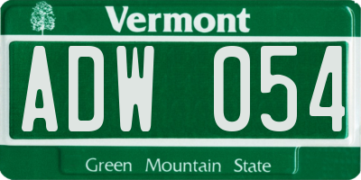 VT license plate ADW054