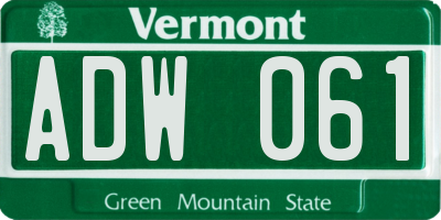 VT license plate ADW061