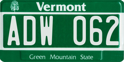 VT license plate ADW062