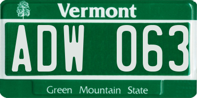 VT license plate ADW063