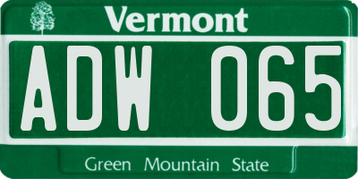 VT license plate ADW065