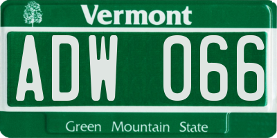 VT license plate ADW066