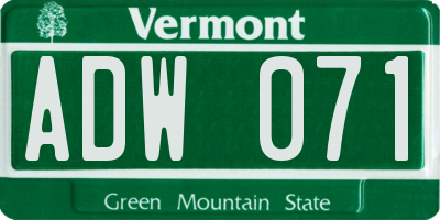VT license plate ADW071
