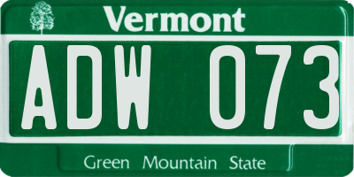 VT license plate ADW073