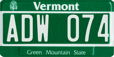 VT license plate ADW074