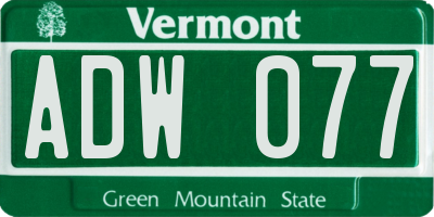 VT license plate ADW077