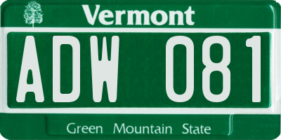 VT license plate ADW081