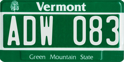 VT license plate ADW083