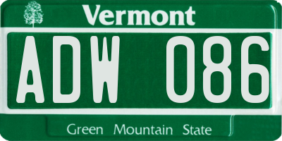 VT license plate ADW086