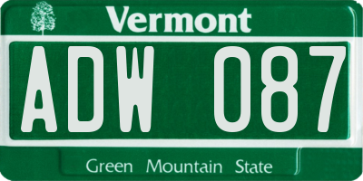 VT license plate ADW087