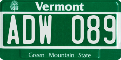 VT license plate ADW089